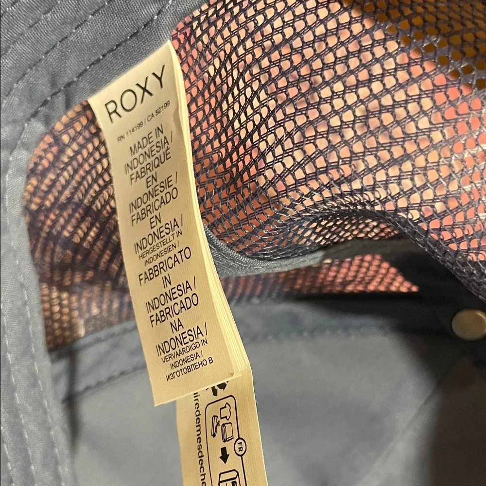 Roxy Blue Floral Cap with Pink and Orange Accents - Picture 4 of 4